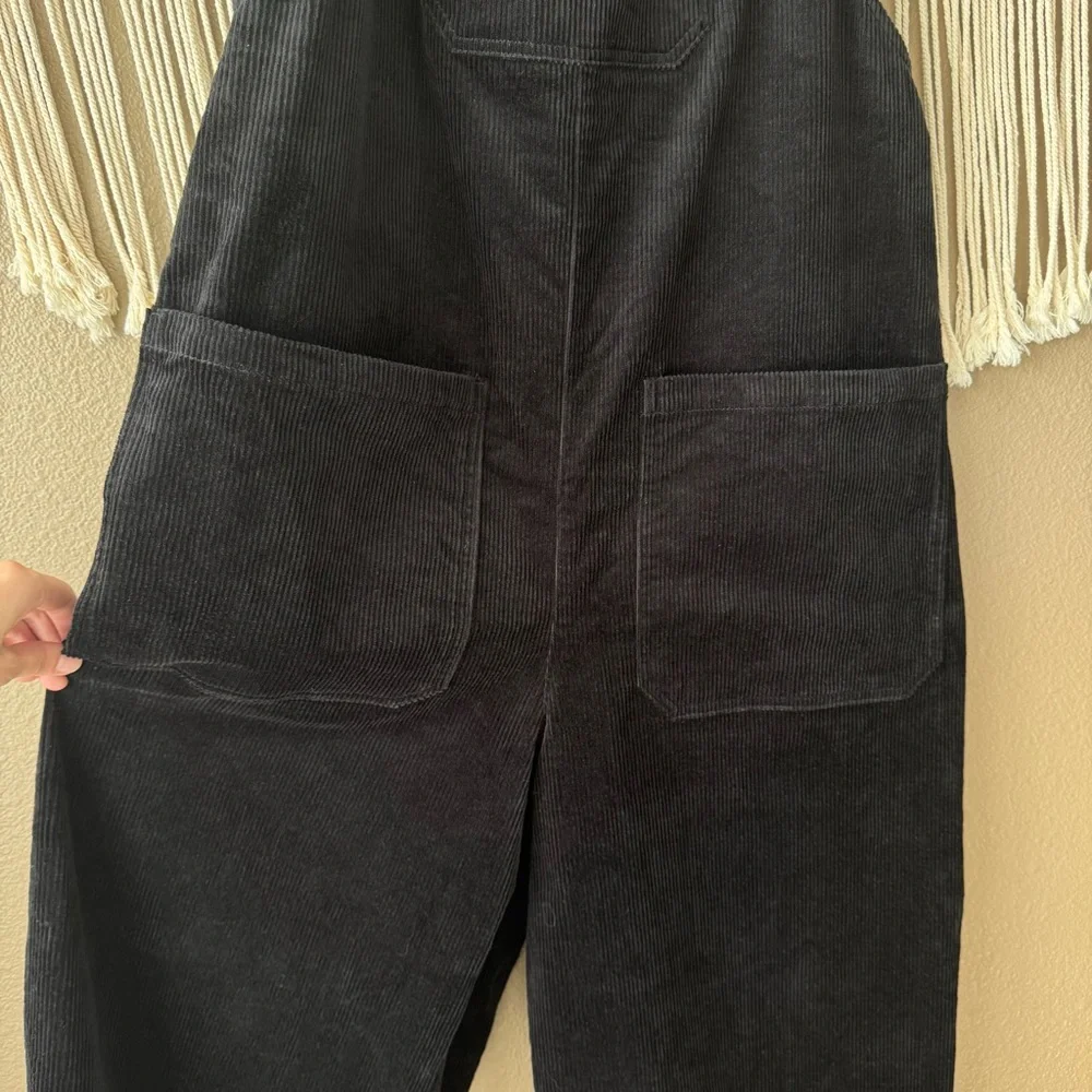 Lucy & Yak Jenny Dungaree overalls jumpsuit ORGANIC CORDUROY Black NWT Size 16R - Picture 6 of 12